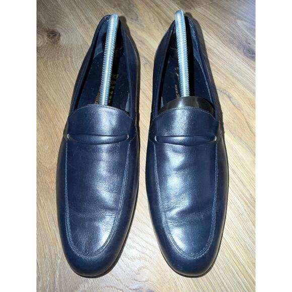 Vintage BALLY in SWITZERLAND Dark Blue Loma Slip-on Classic Loafers - size 8.5